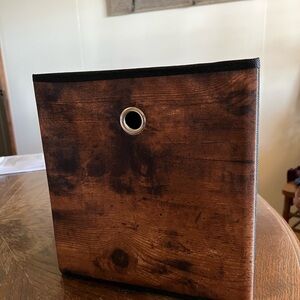 6 Wooden Patterned Storage Bin